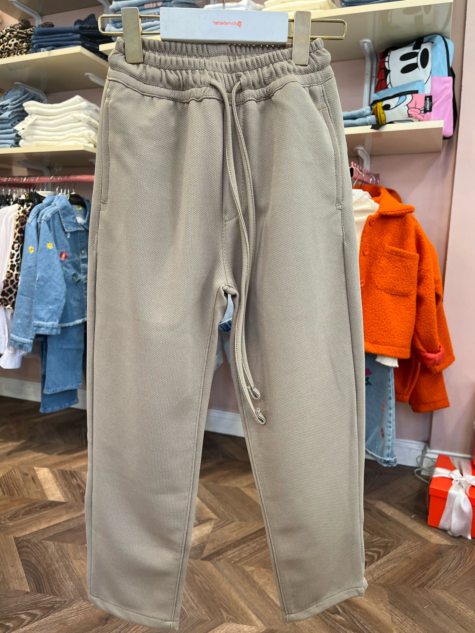BELİ BAĞCIKLI SLIM FIT PANTOLON VİZON