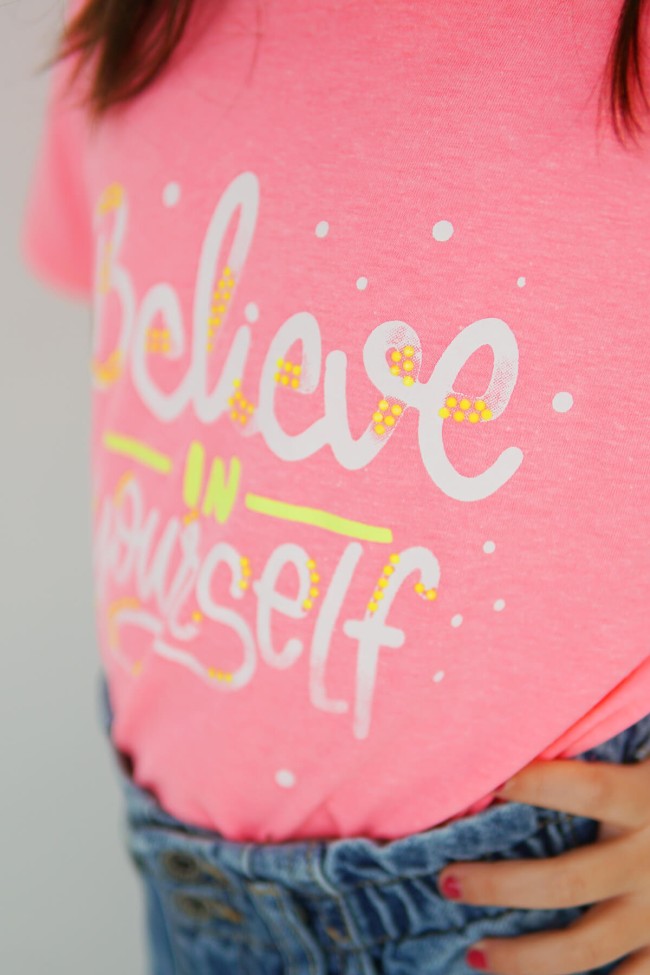 Believe in Yourself Kısa Kollu Tişört Fuşya