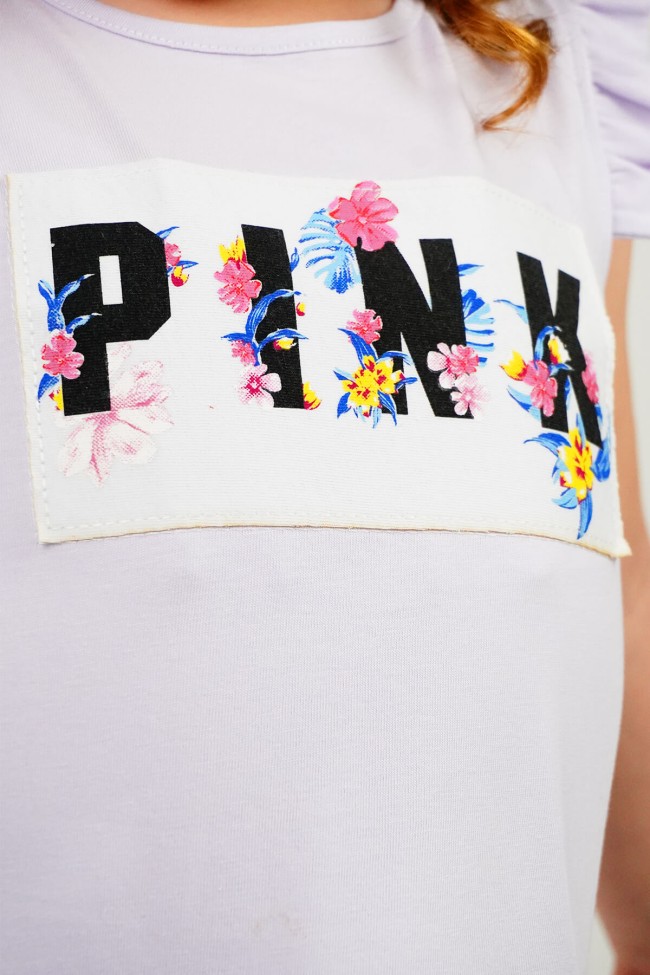 Pink Yama Detaylı Elbise Lila