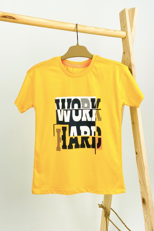 Work Hard Tişört Sarı