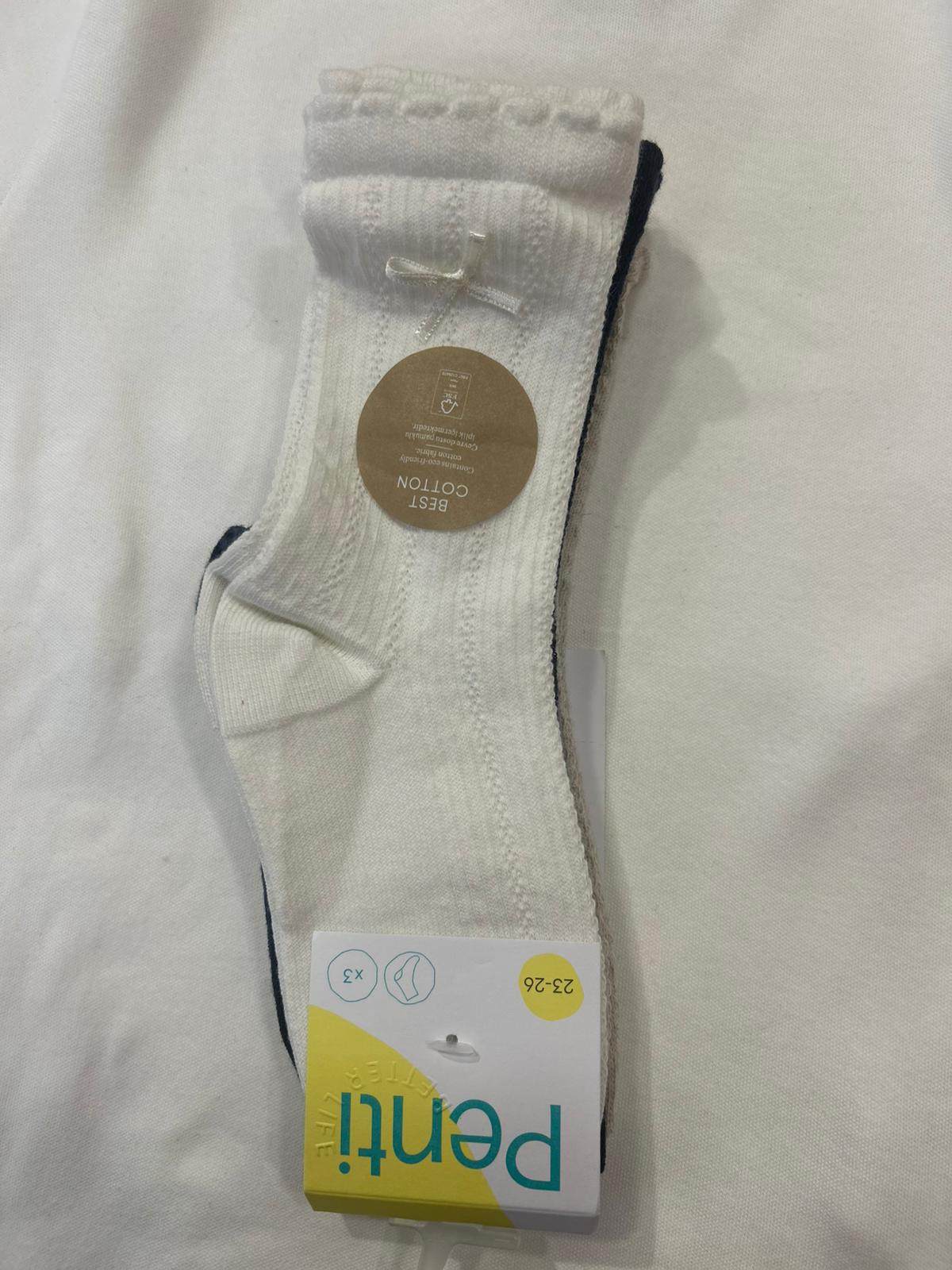 KENDİNDEN DESENLİ 3'LÜ ÇORAP Çok Renkli