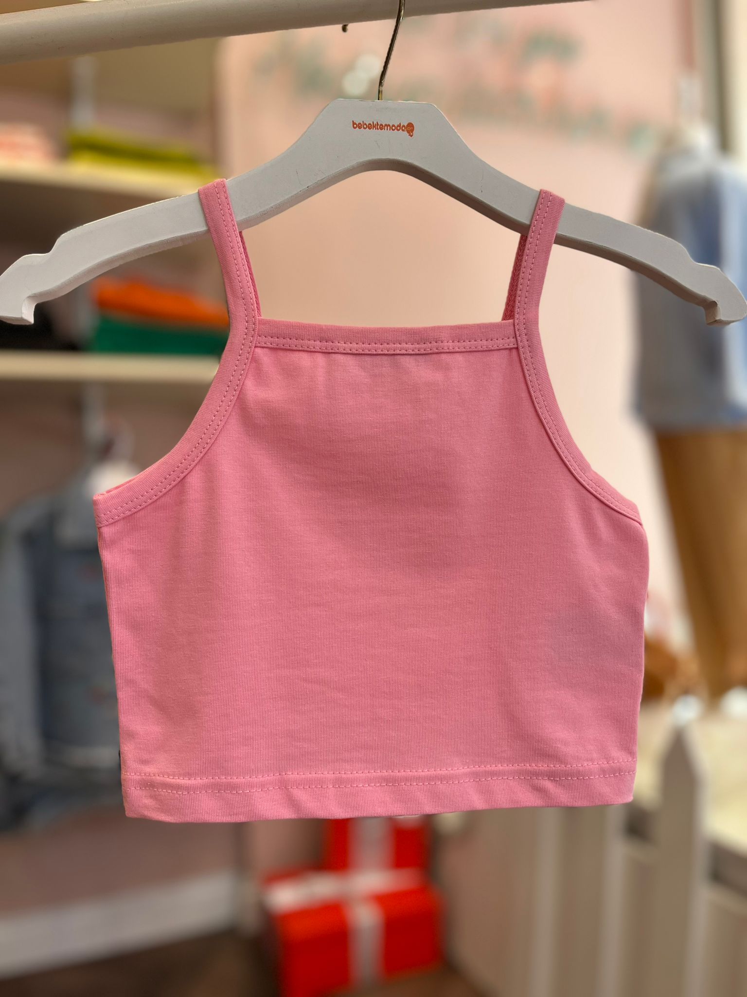 İNCE ASKILI CROP Pembe