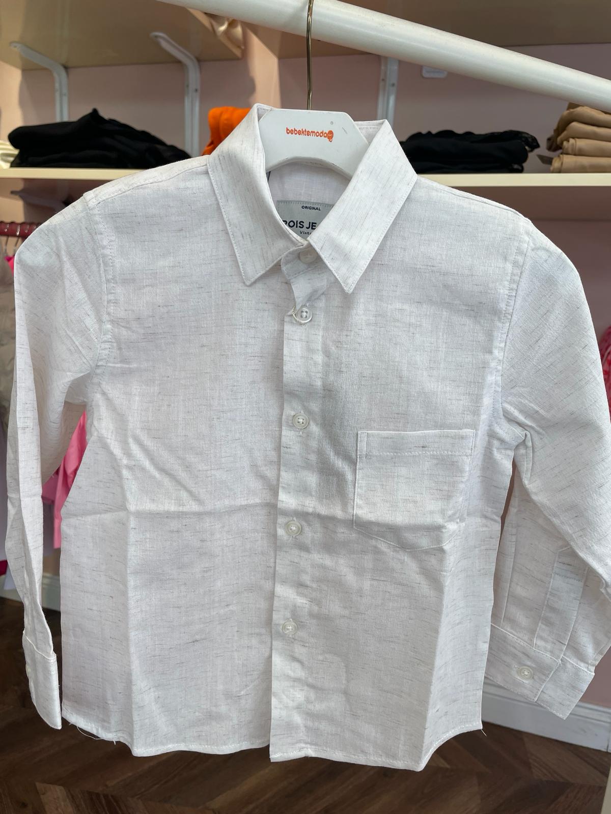 Tek Cep Detaylı Keten Gömlek Taş