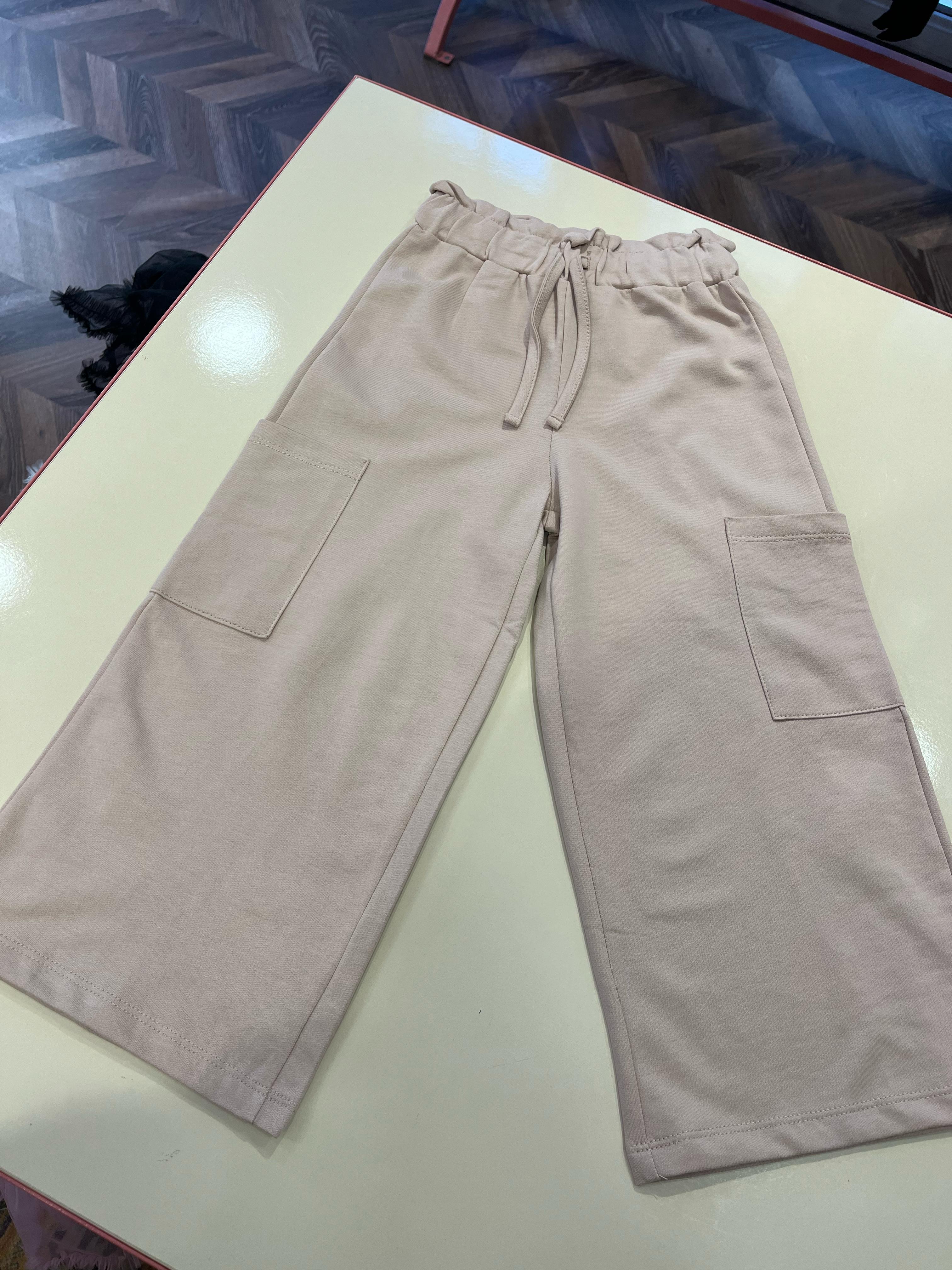 Cepli İspanyol Paça Eşofman Altı Bej