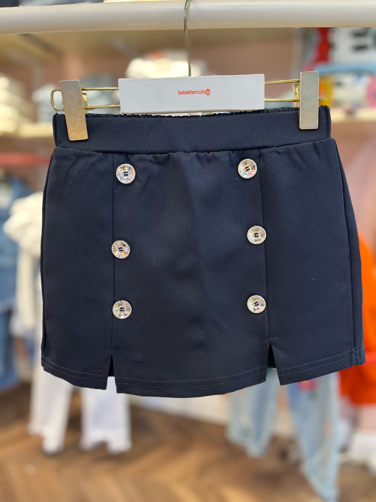 DÜĞME DETAYLI ŞORT ETEK Lacivert