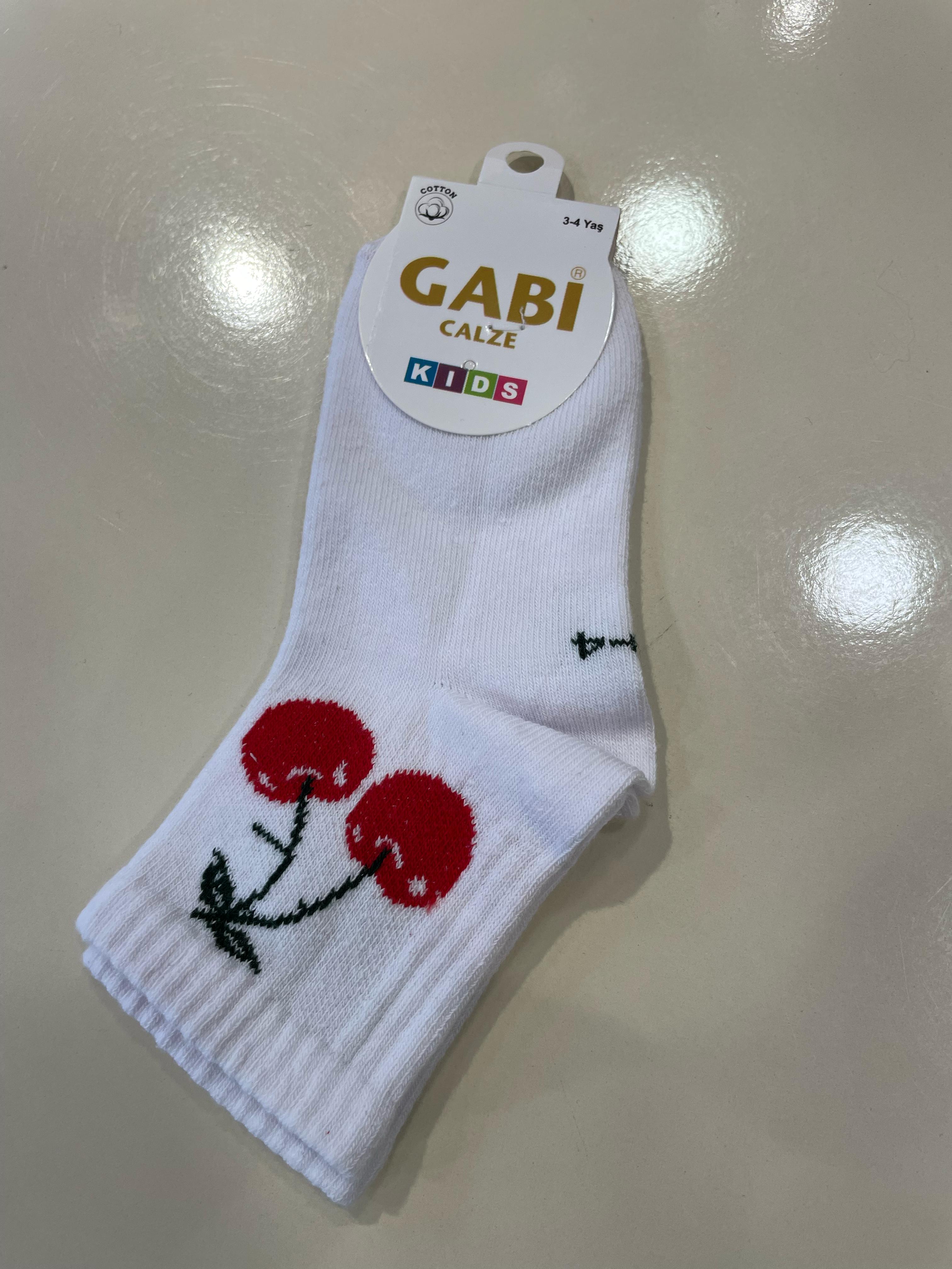 KİRAZ DESENLİ SOKET ÇORAP Beyaz