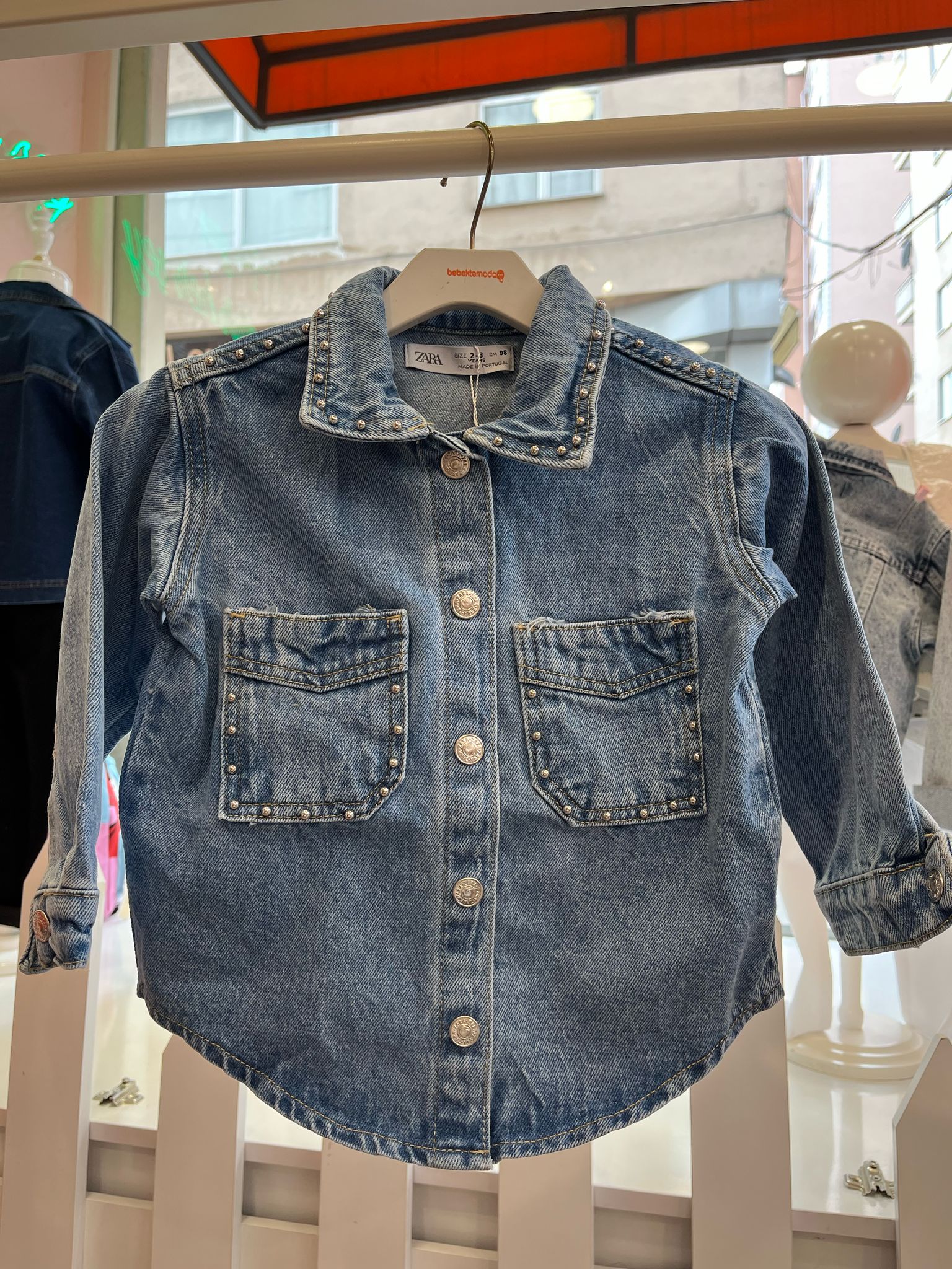 ZIMBA DETAYLI KOT GÖMLEK Mavi