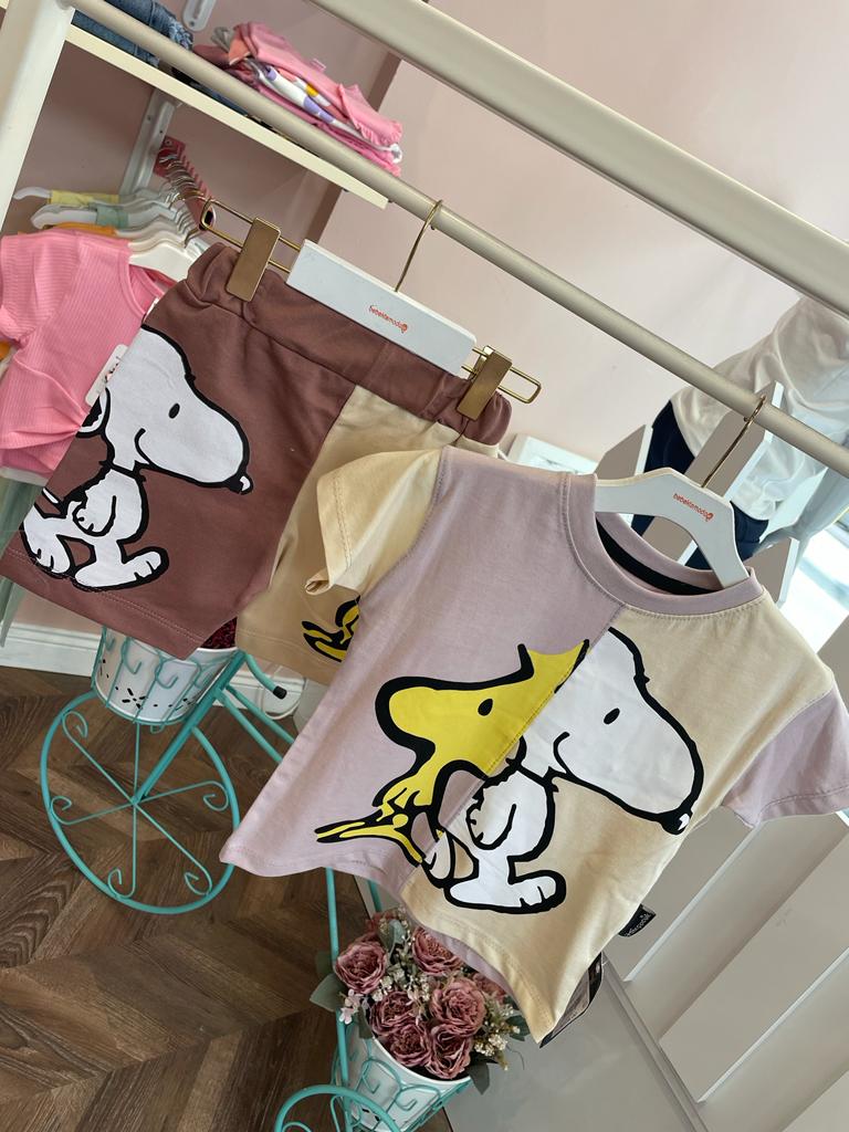 Animasyon Baskılı İkili Takım Krem