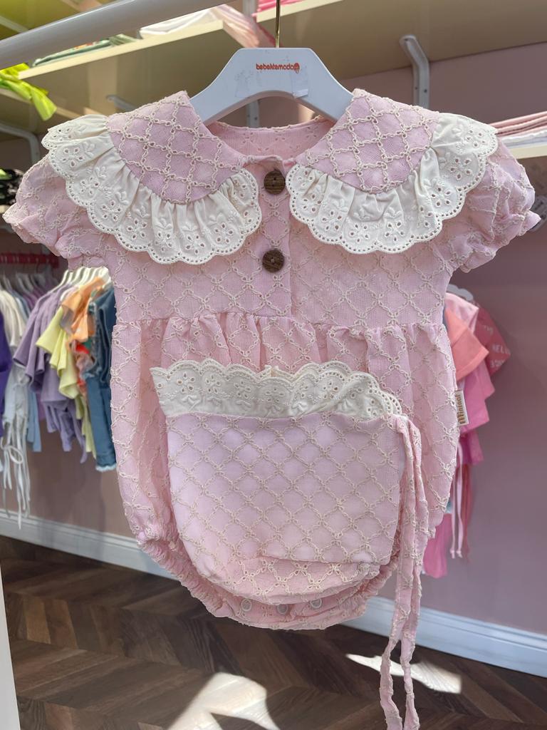 Bebe Yaka Şapka Aksesuarlı Tulum Somon