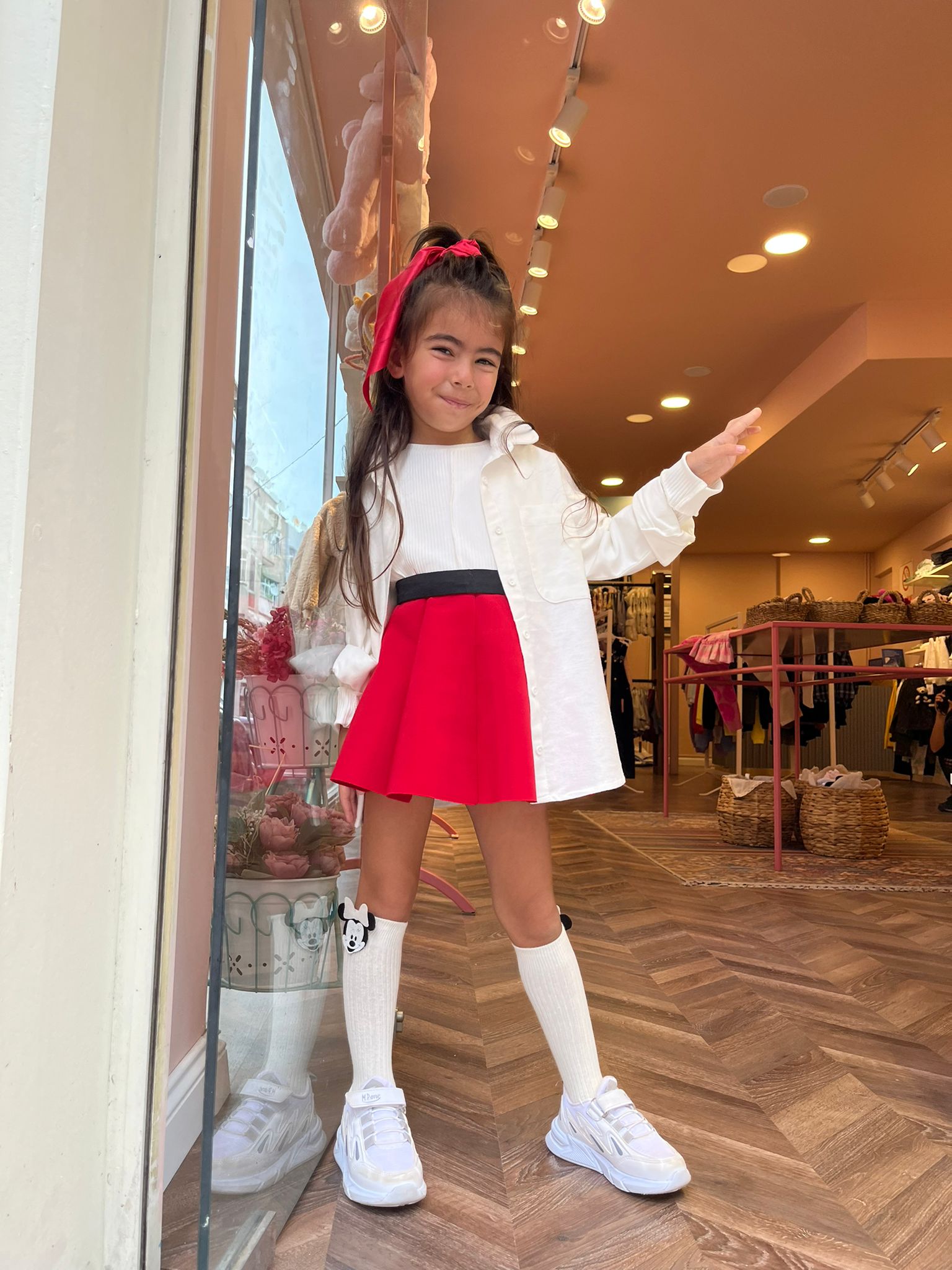 DALGIÇ KUMAŞ PİLELİ ETEK Kırmızı