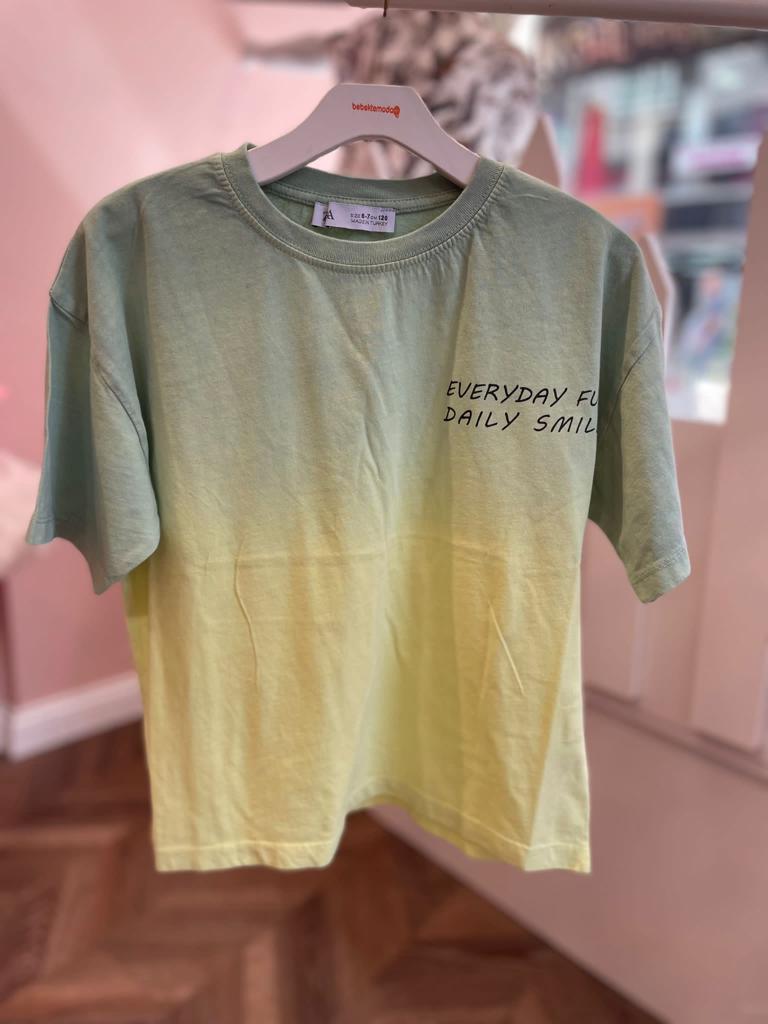 EVERYDAY FUN YAZILI TŞÖRT Su Yeşili