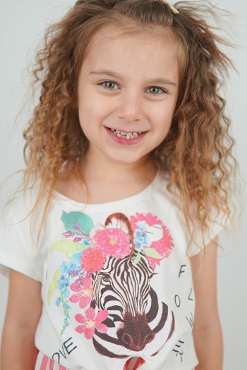 Flower Zebra Baskılı Tişört Beyaz
