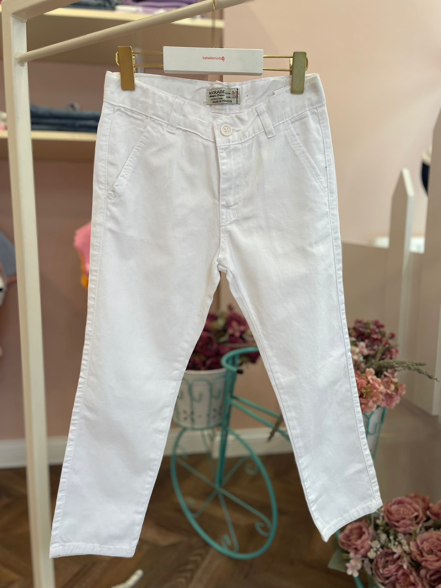 Gabardin Kumaş  Pantolon Beyaz