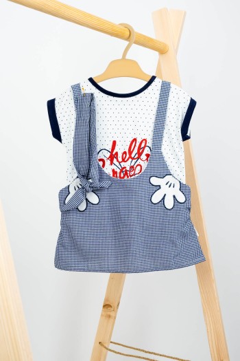 Hello Gorgeous Salopetli Üçlü Takım Lacivert