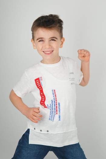 Keep Movin' Baskılı Tişört Beyaz