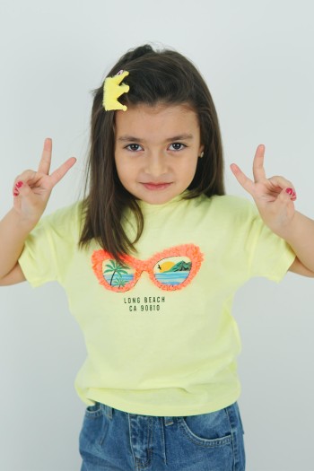 Long Beach California Tişört Sarı