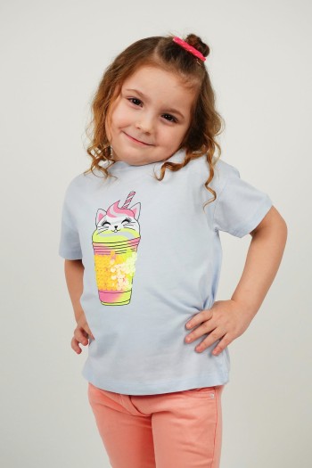 Milkshake Payet Detaylı Tişört Mavi
