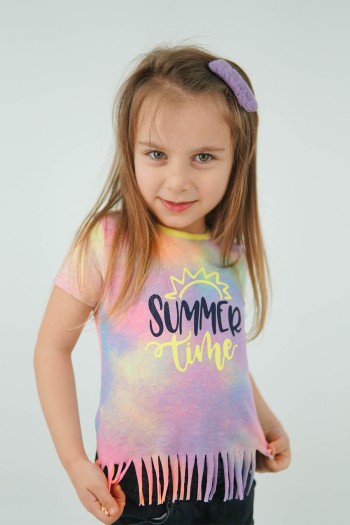 Summer Time Püskül Detaylı Tişört Batik