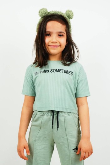 The Rules Sometimes Fitilli Crop Tişört Yeşil