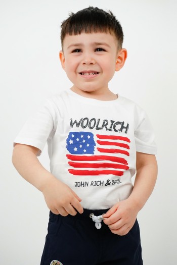 Woolrich Bayrak Baskılı Tişört Beyaz