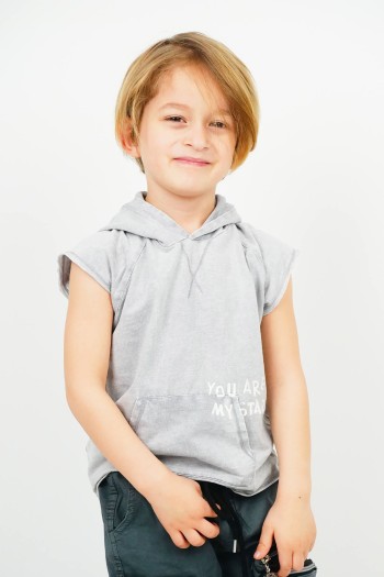 You Are My Star Kanguru Cepli Tişört Gri