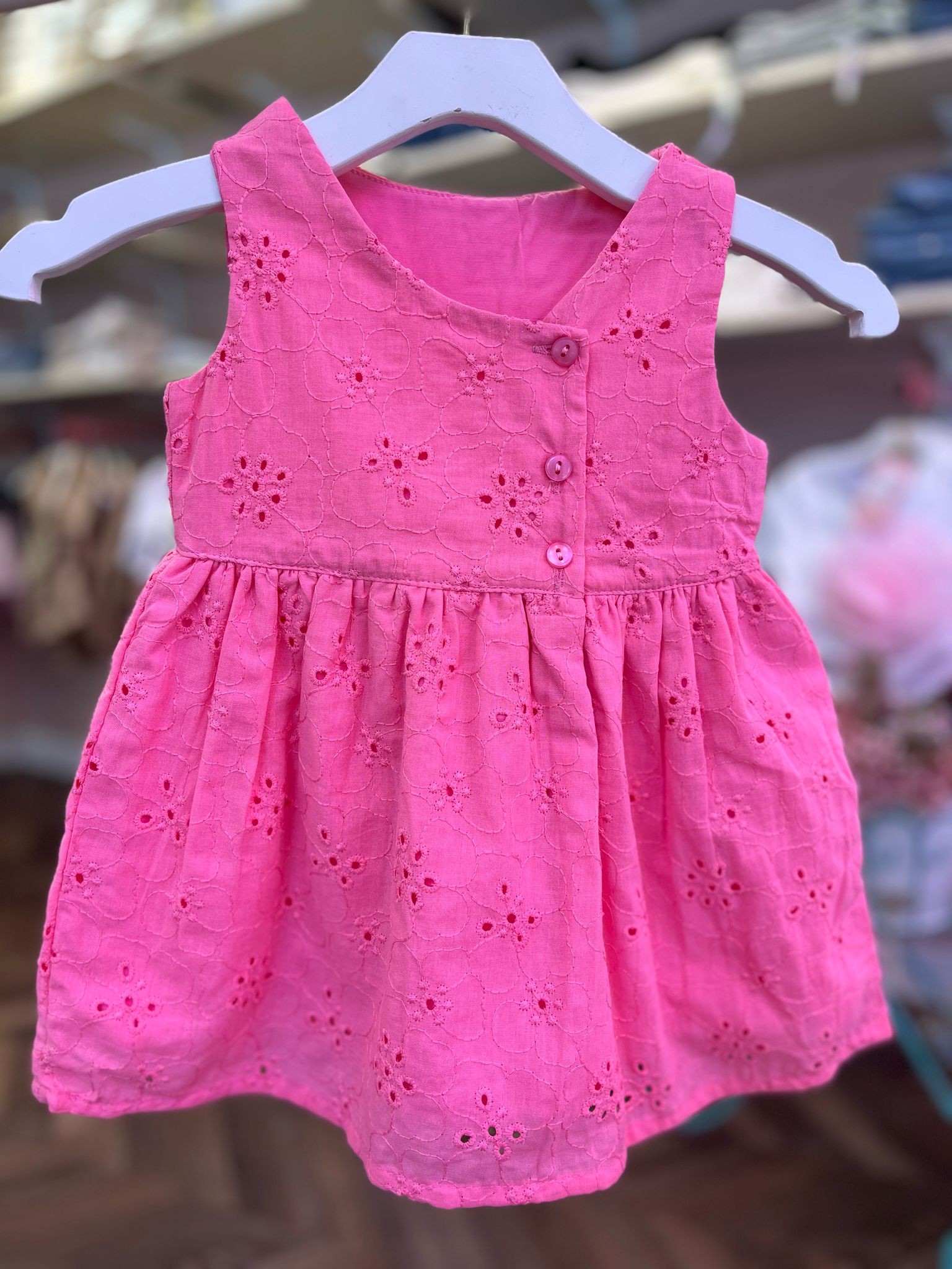 ÖNÜ DÜĞME DETAYLI KALIN ASKILI ELBİSE Pembe