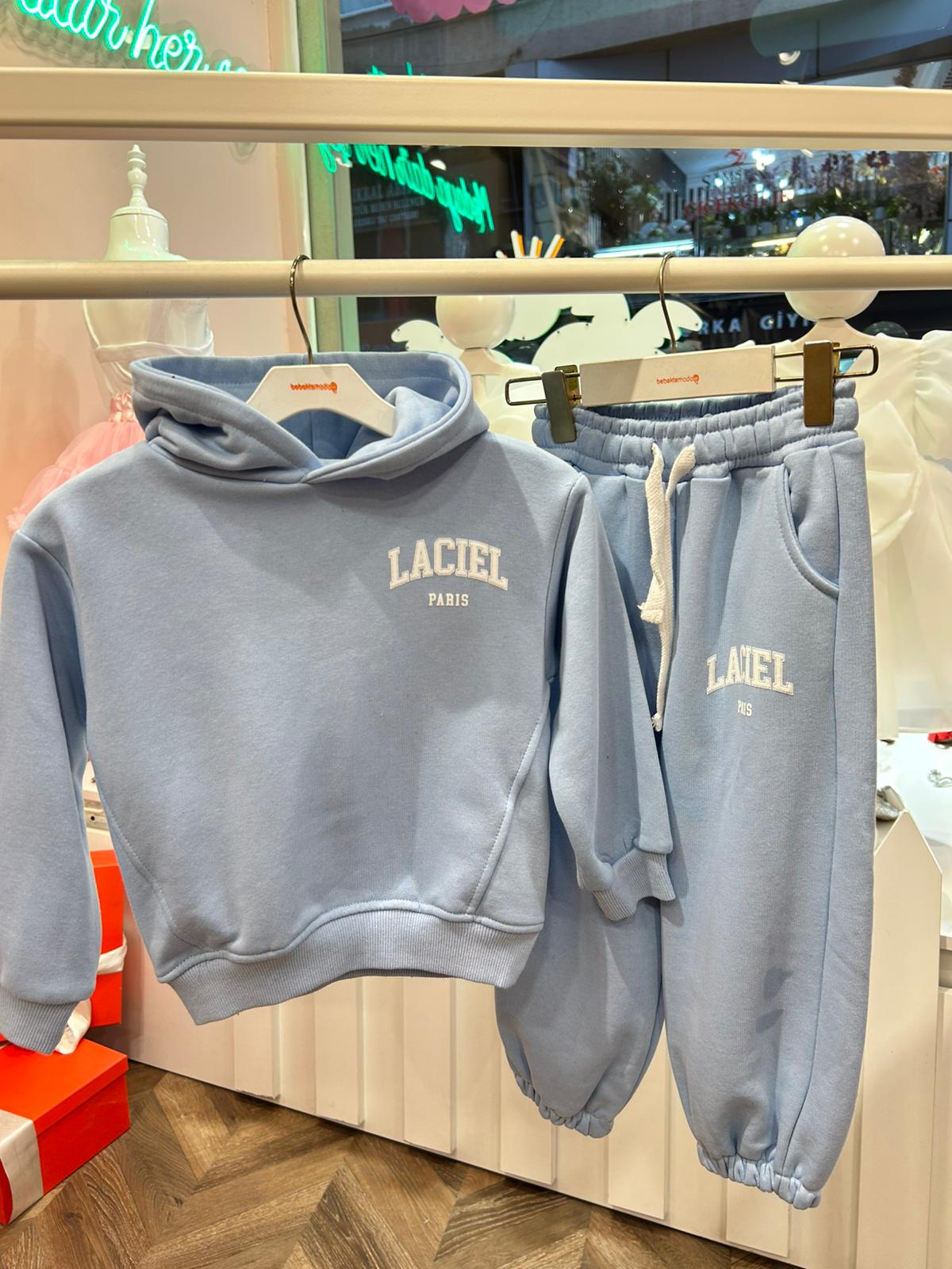 Bebe Mavi BASKI DETAYLI PAÇASI LASTİKLİ KAPÜŞONLU TAKIM