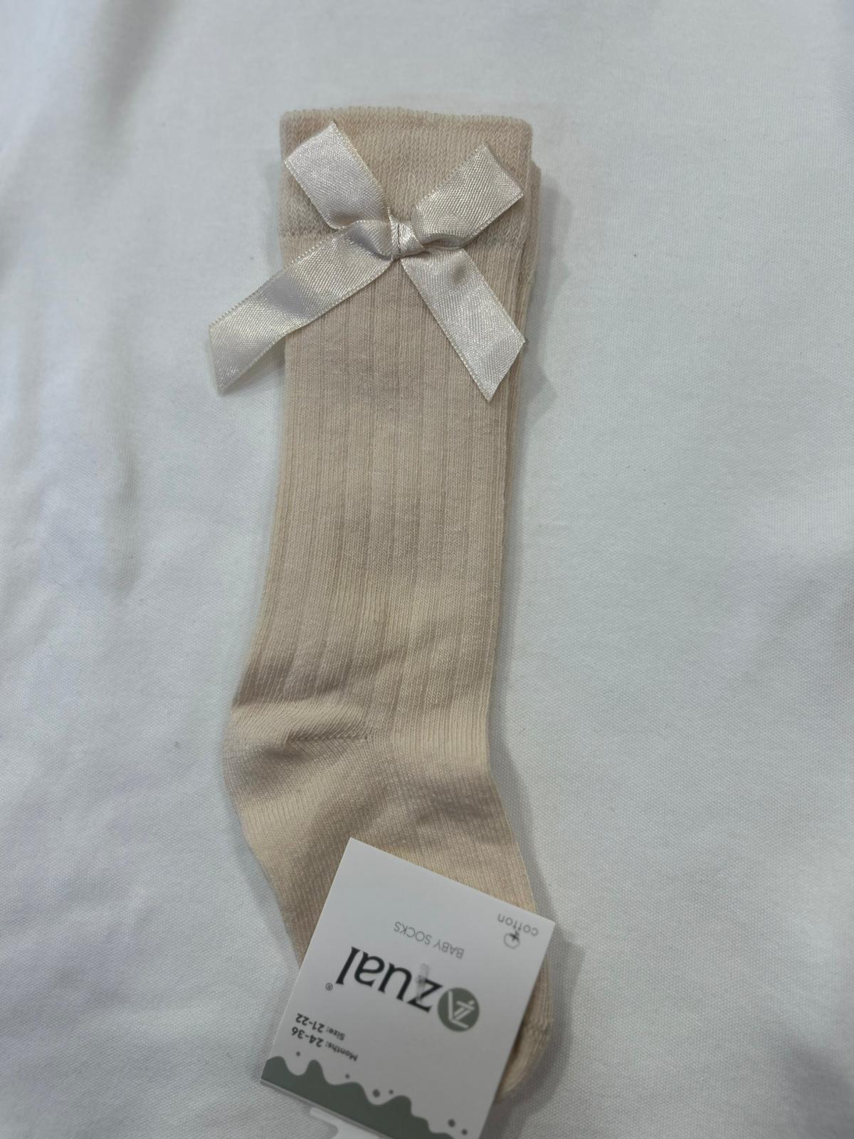 MİNİ FİYONKLU DİZALTI ÇORAP Bej