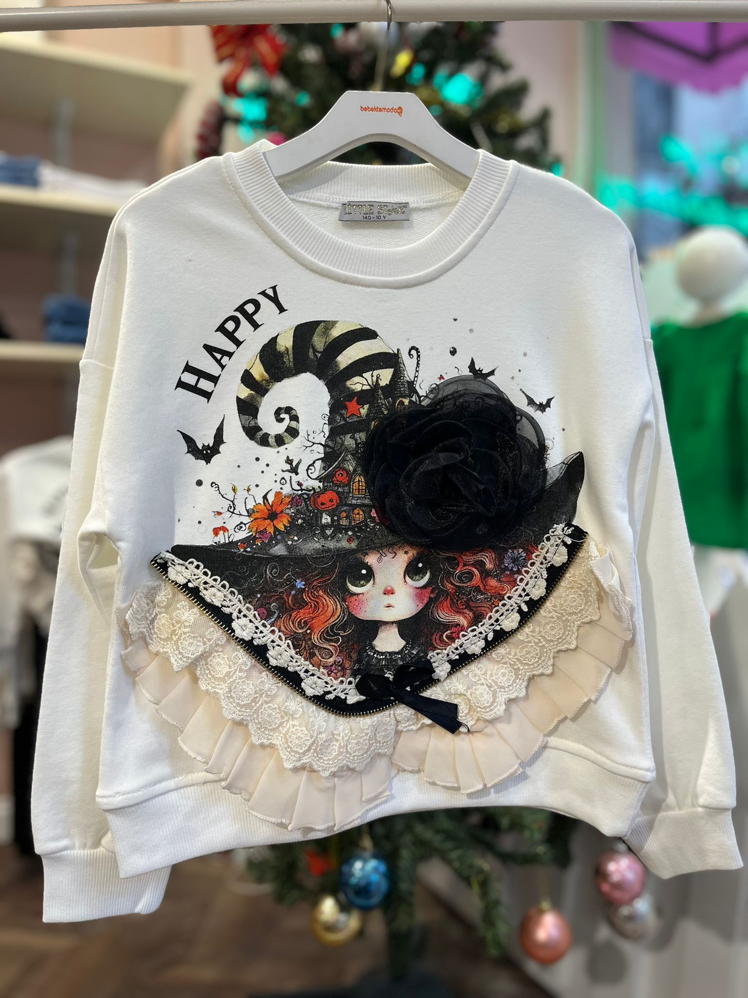 HAPPY HALLOWEN SWEAT Beyaz