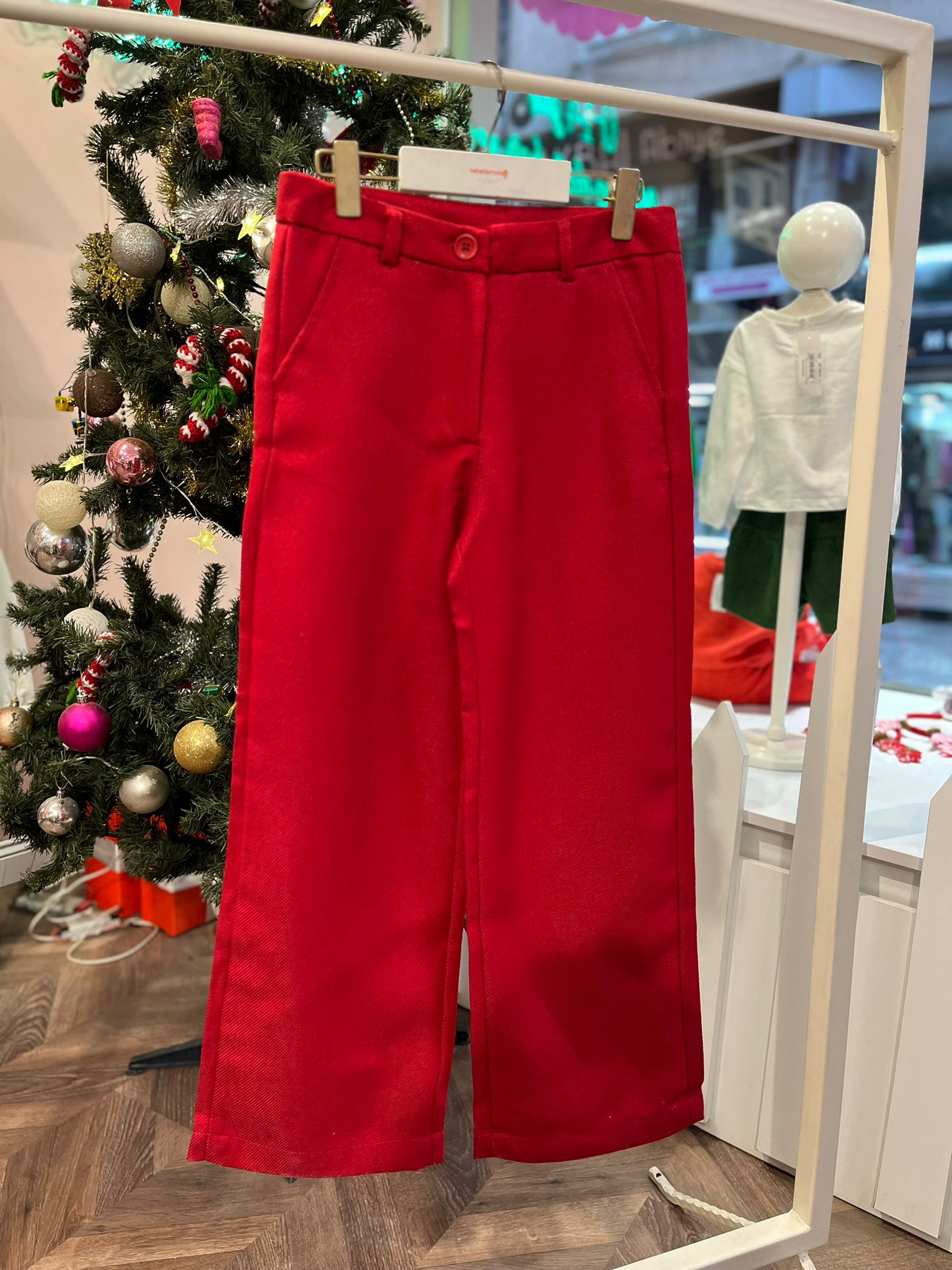 BELİ AYARLANABİLİR DOKUMA PANTOLON Kırmızı