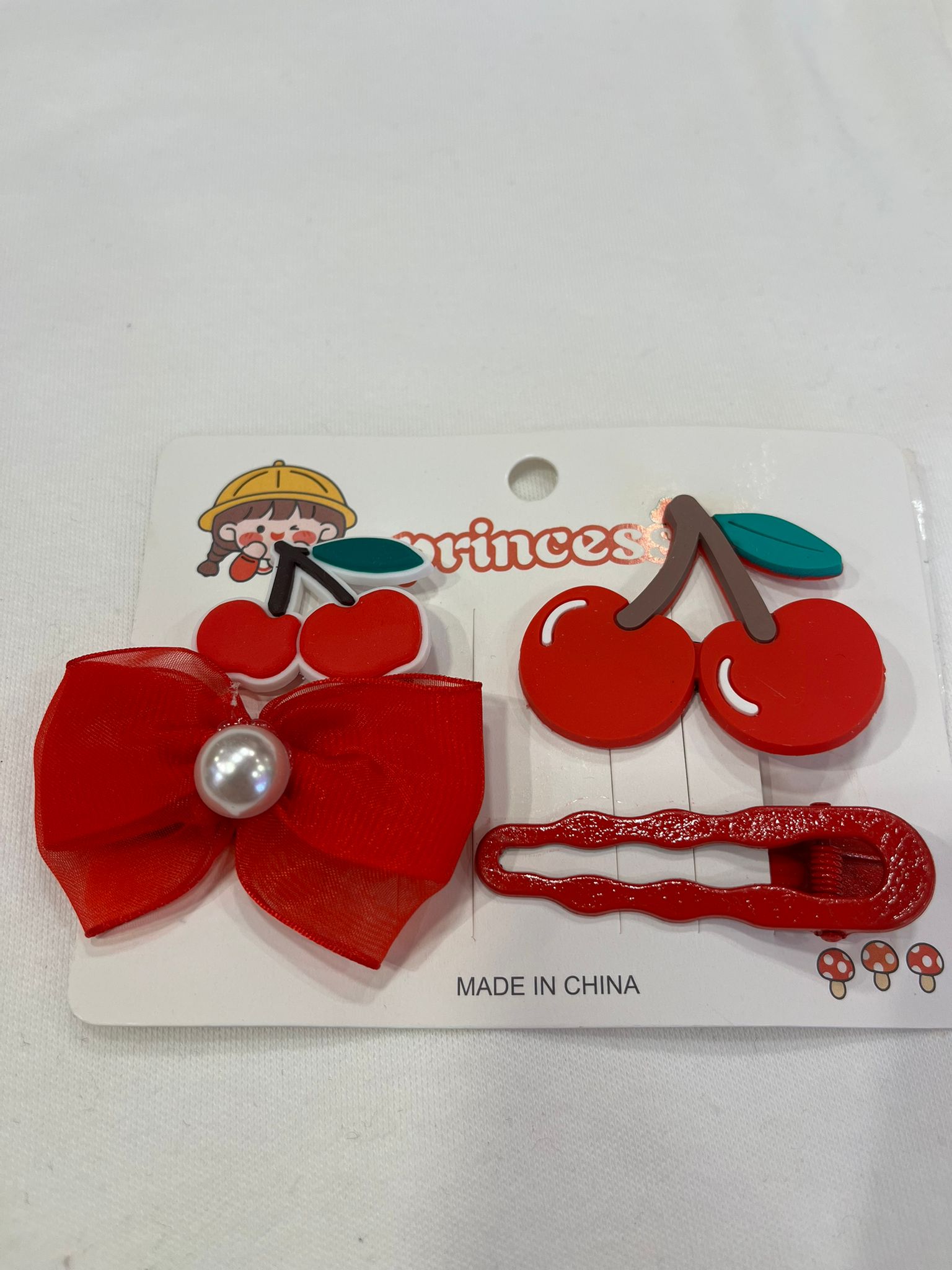 KİRAZLI 4'LÜ KLİPS TOKA SETİ Kırmızı