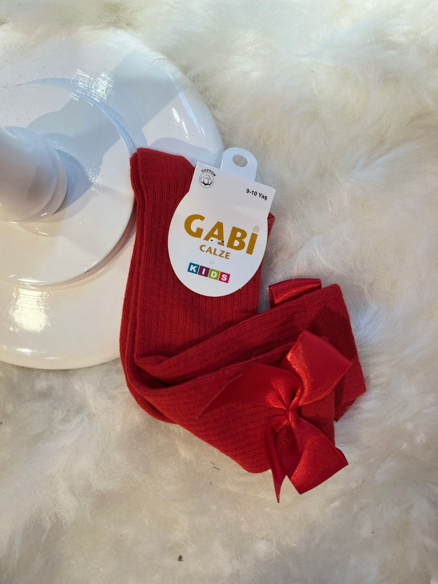 KURDELELİ DİZALTI ÇORAP Kırmızı