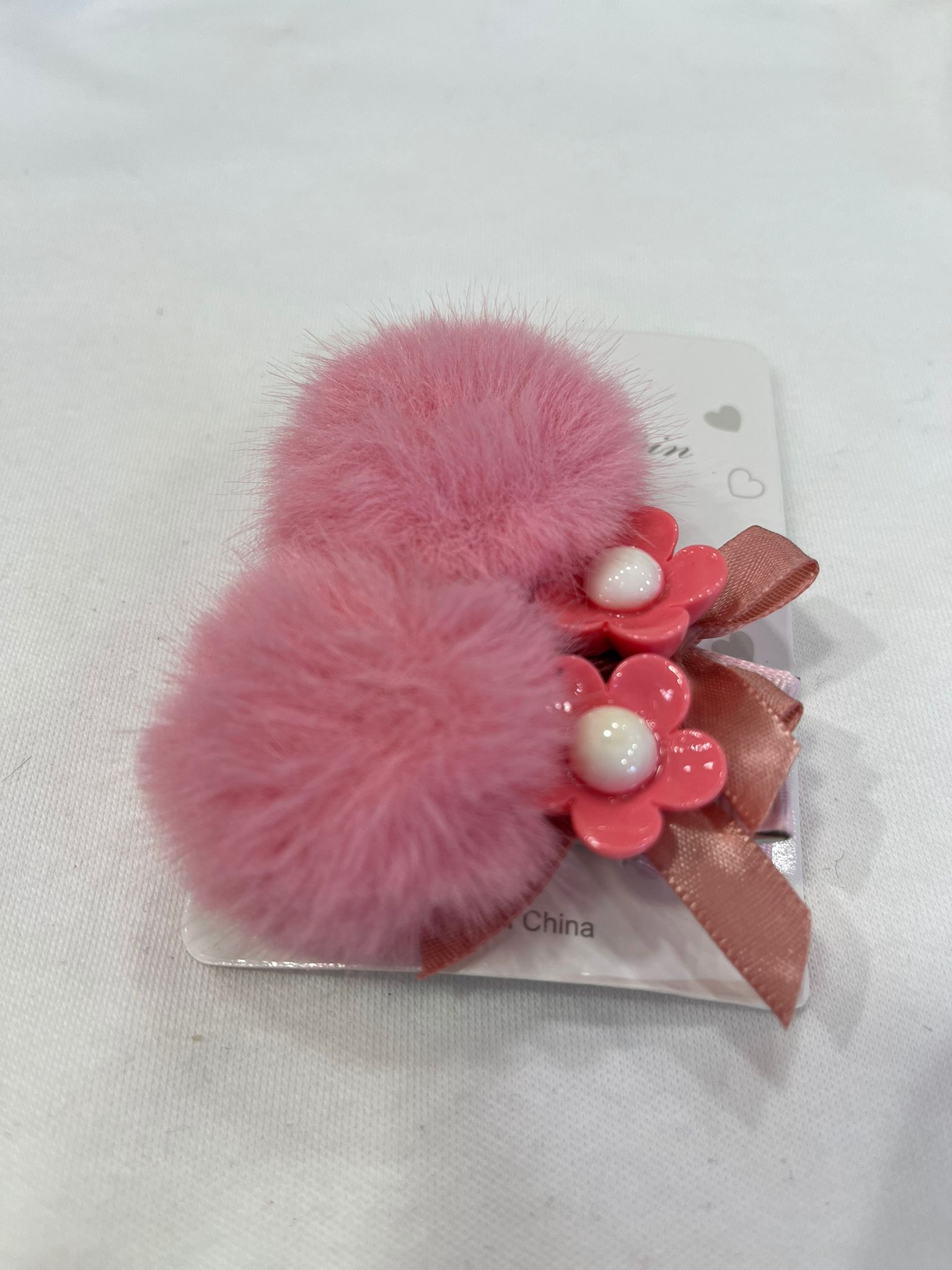 PAPATYA DETAYLI PELUŞ KLİPS TOKA Pembe