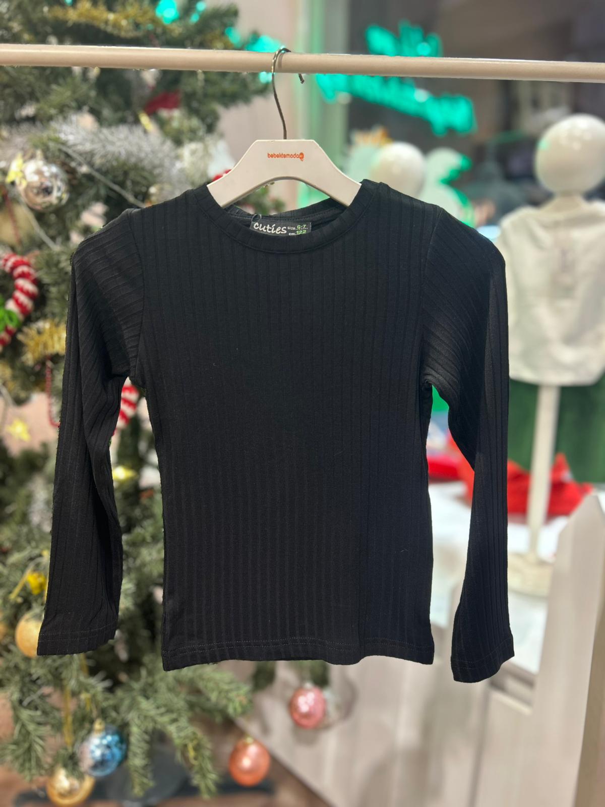 LİKRALI KAŞKORSE BLUZ Siyah