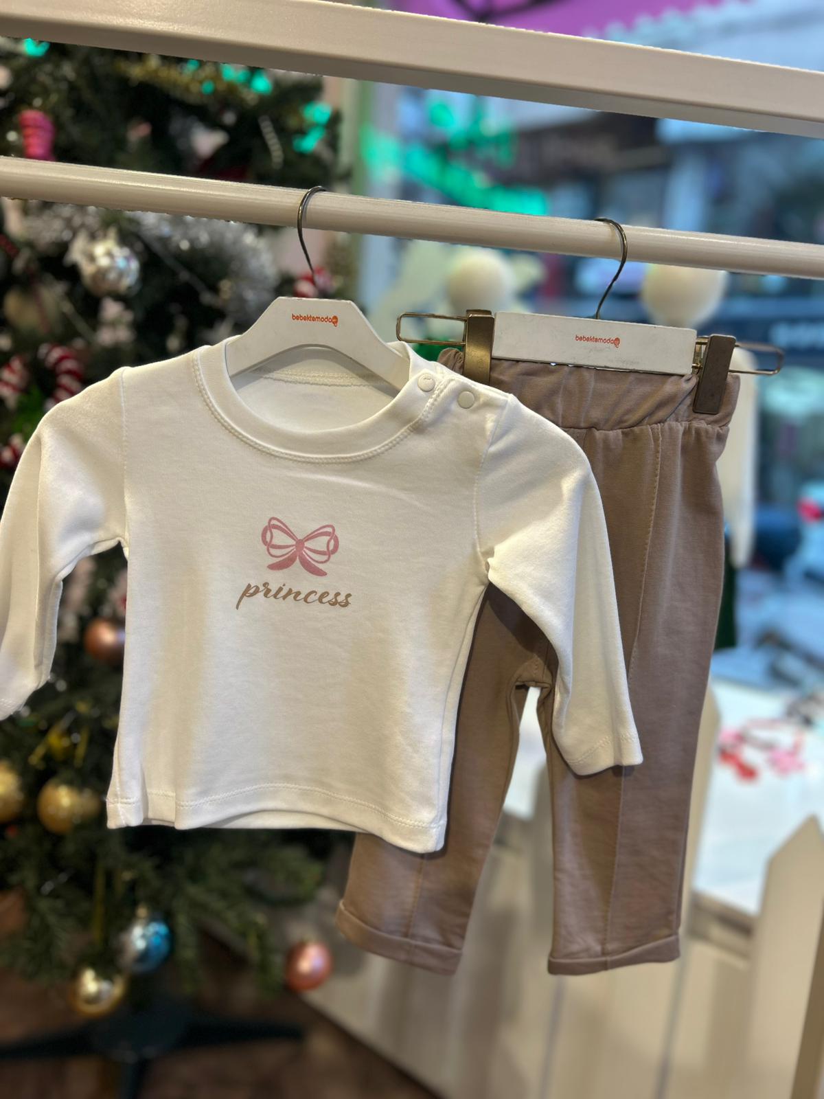 İNCE CEKETLİ 3'LÜ BEBE TAKIM VİZON