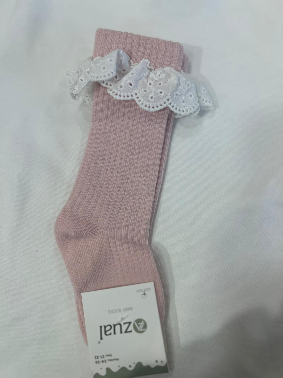 BİLEĞİ GÜPÜR DETAYLI ÇORAP Yavruağzı