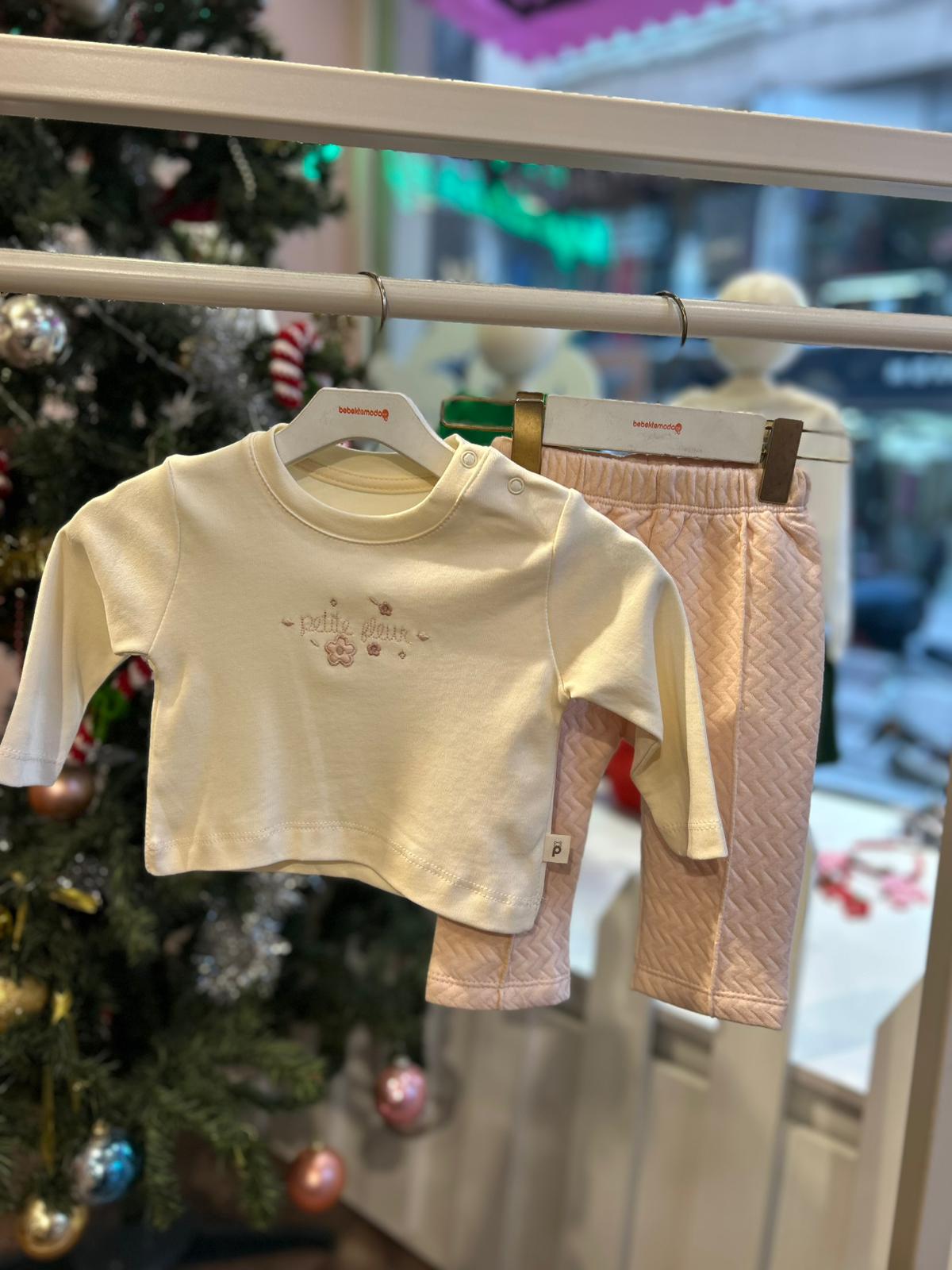 CEP DETAYLI CEKET 3'LÜ BEBE TAKIM Yavruağzı