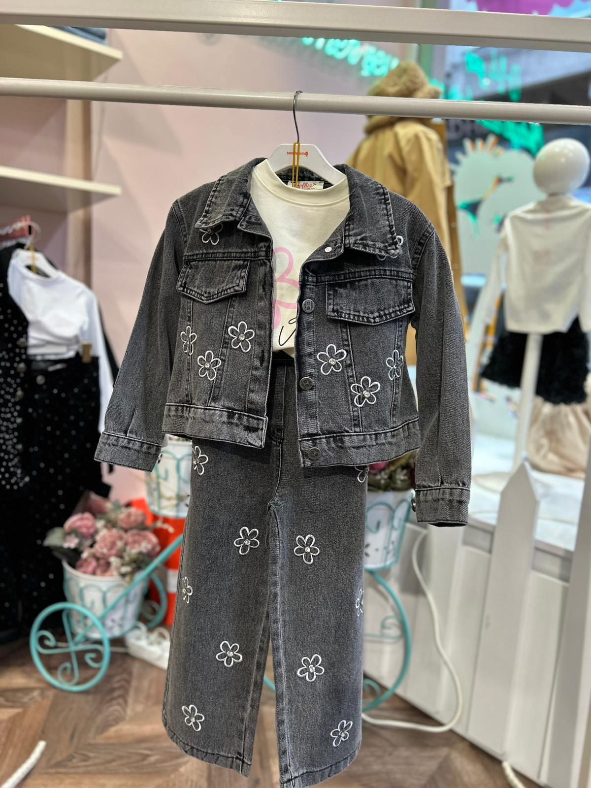 PAPATYALI İNCİLİ 3'LÜ KOT TAKIM Gri