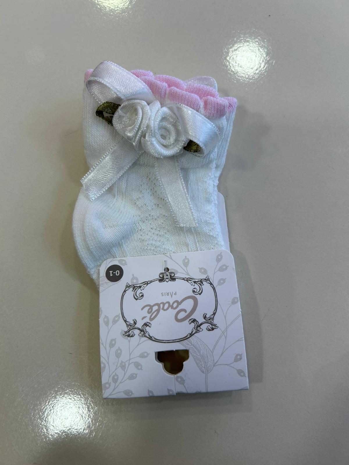 ÇİÇEK DETAYLI SOKET ÇORAP Beyaz