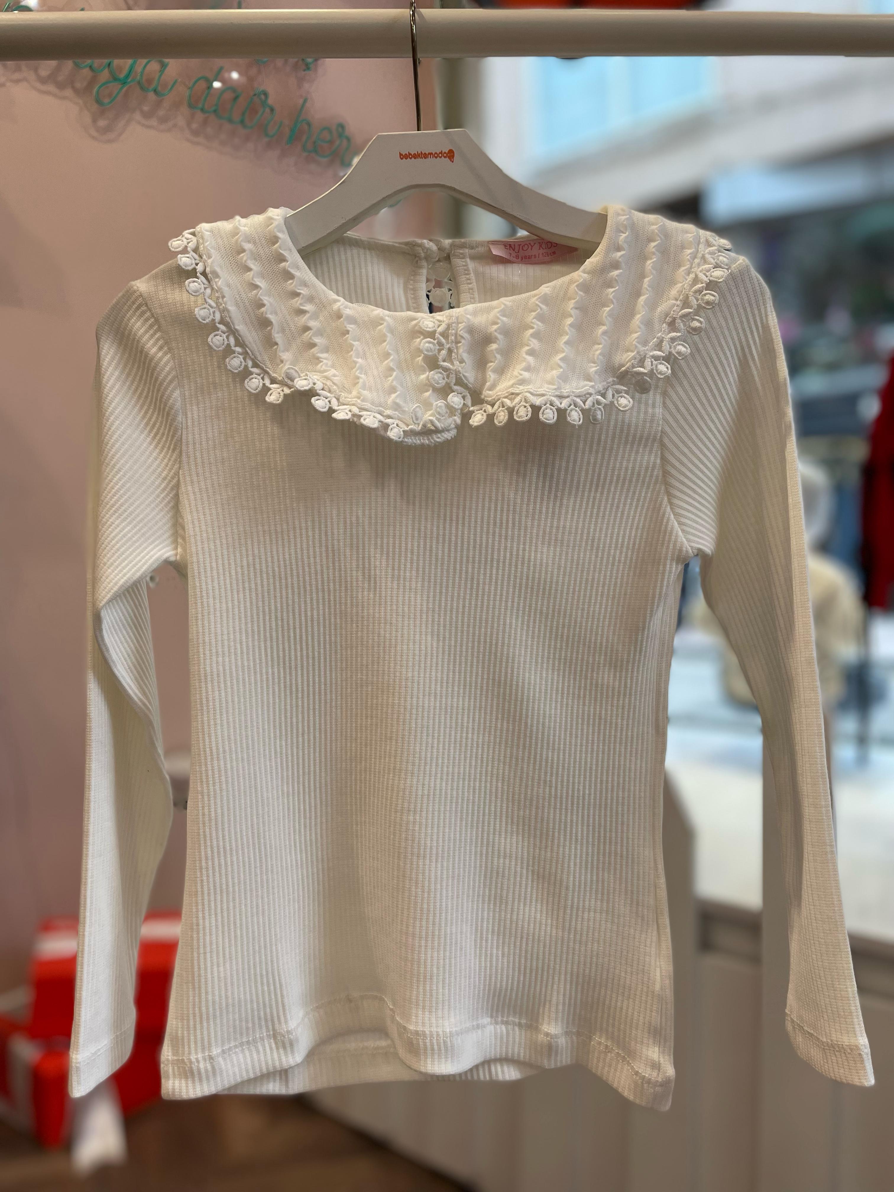 BEBE YAKA YUMUŞAK BLUZ Ekru