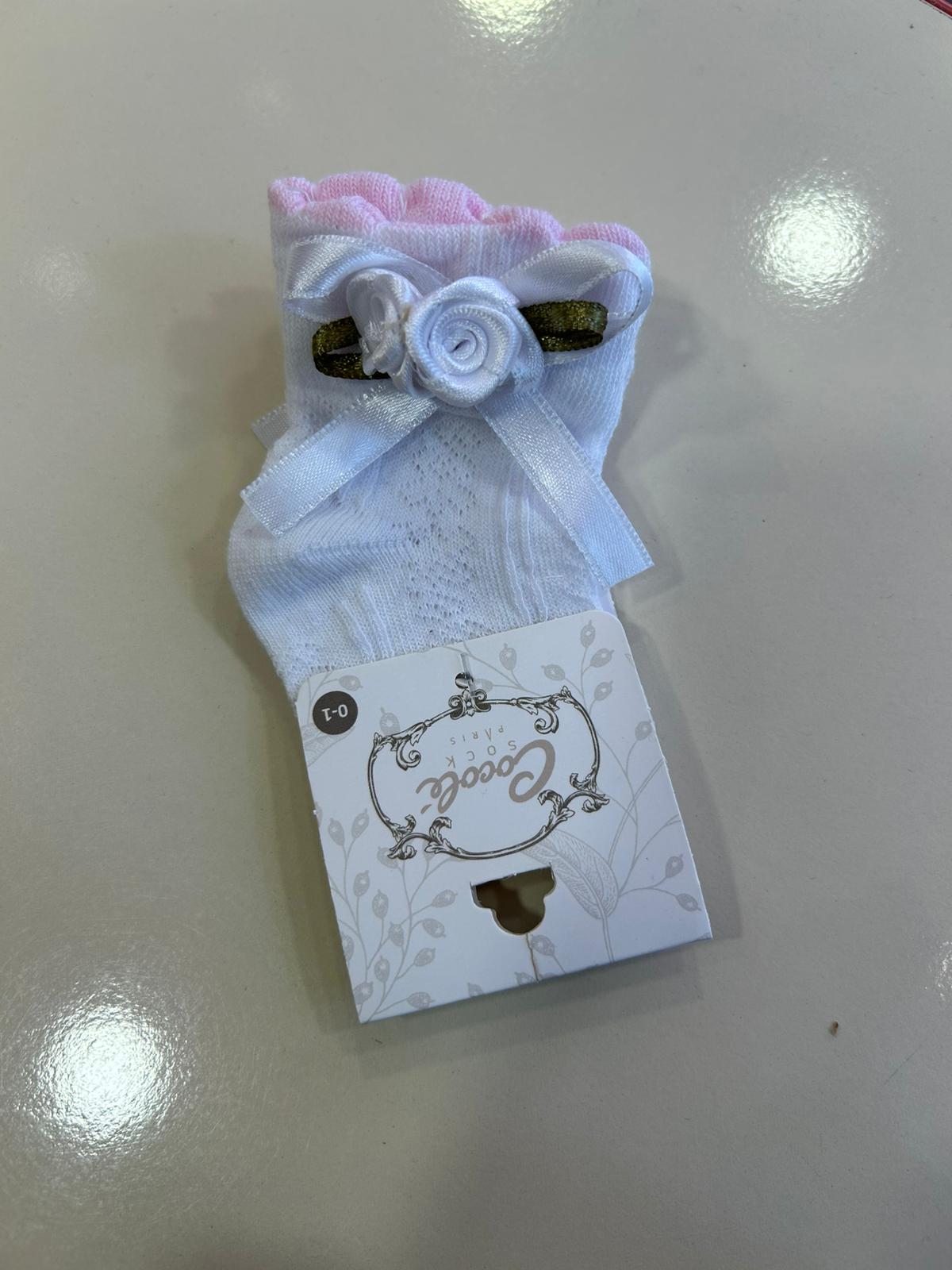 ÇİÇEK DETAYLI SOKET ÇORAP Ekru