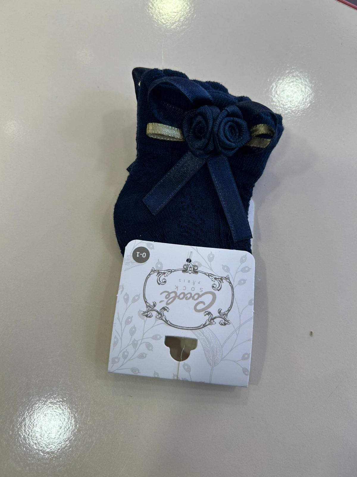 ÇİÇEK DETAYLI SOKET ÇORAP Lacivert