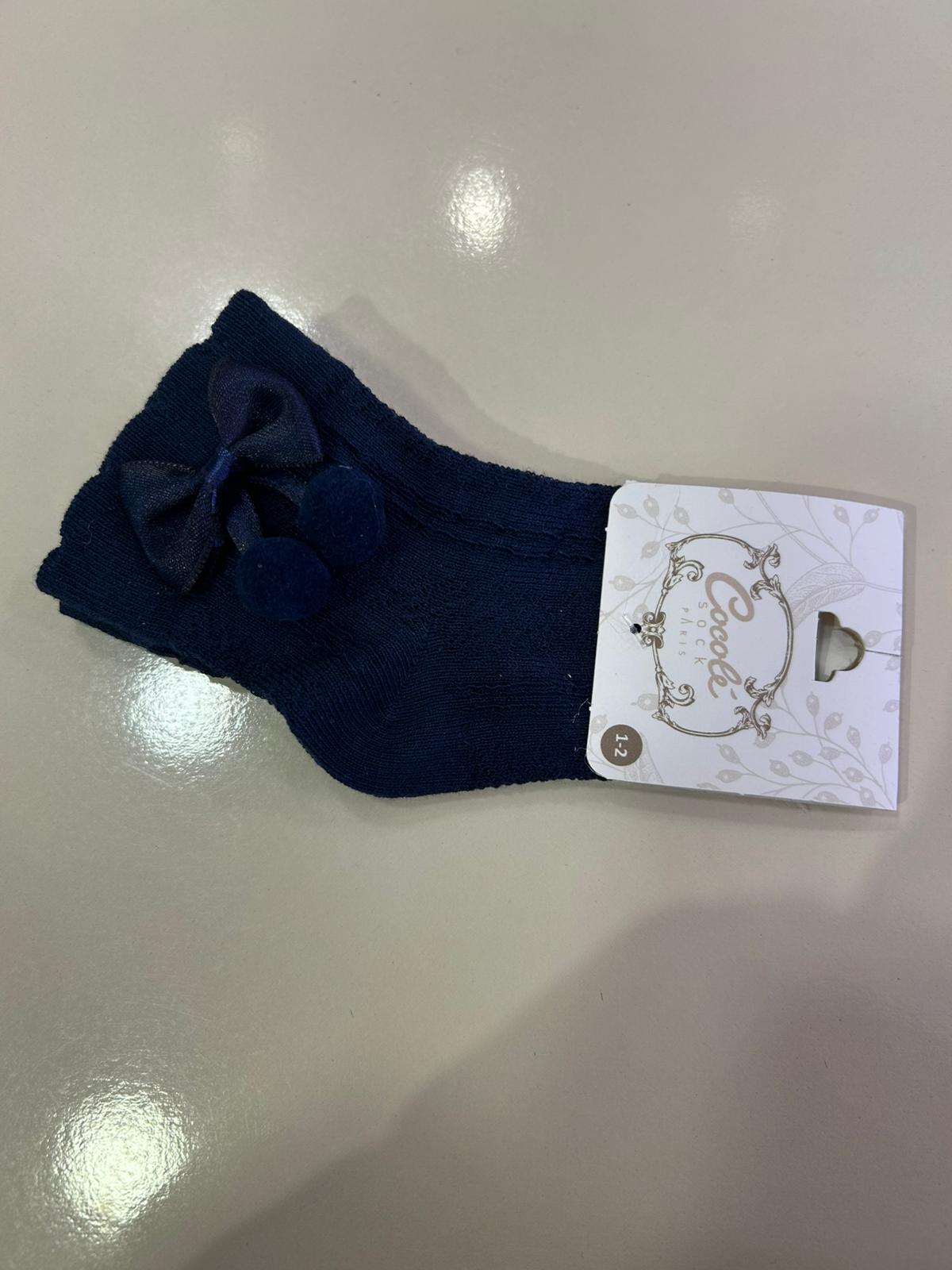 PONPONLU DESENLİ SOKET ÇORAP Lacivert