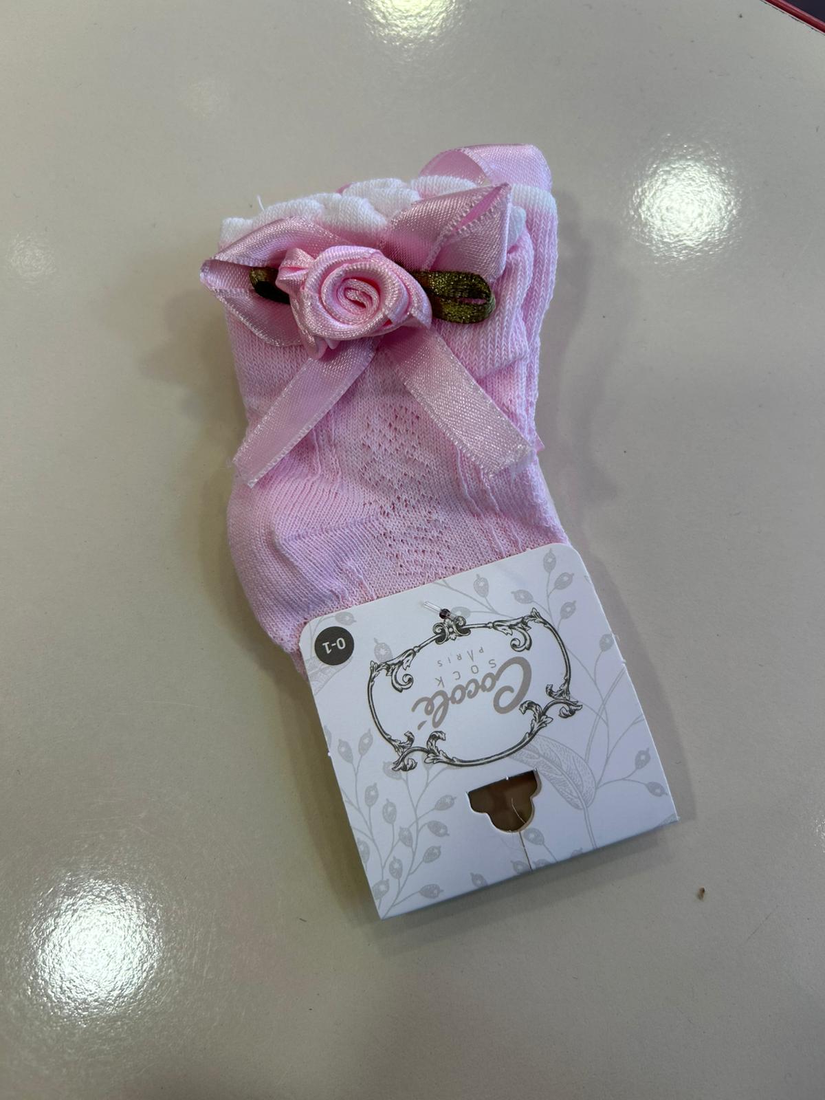 ÇİÇEK DETAYLI SOKET ÇORAP Pembe