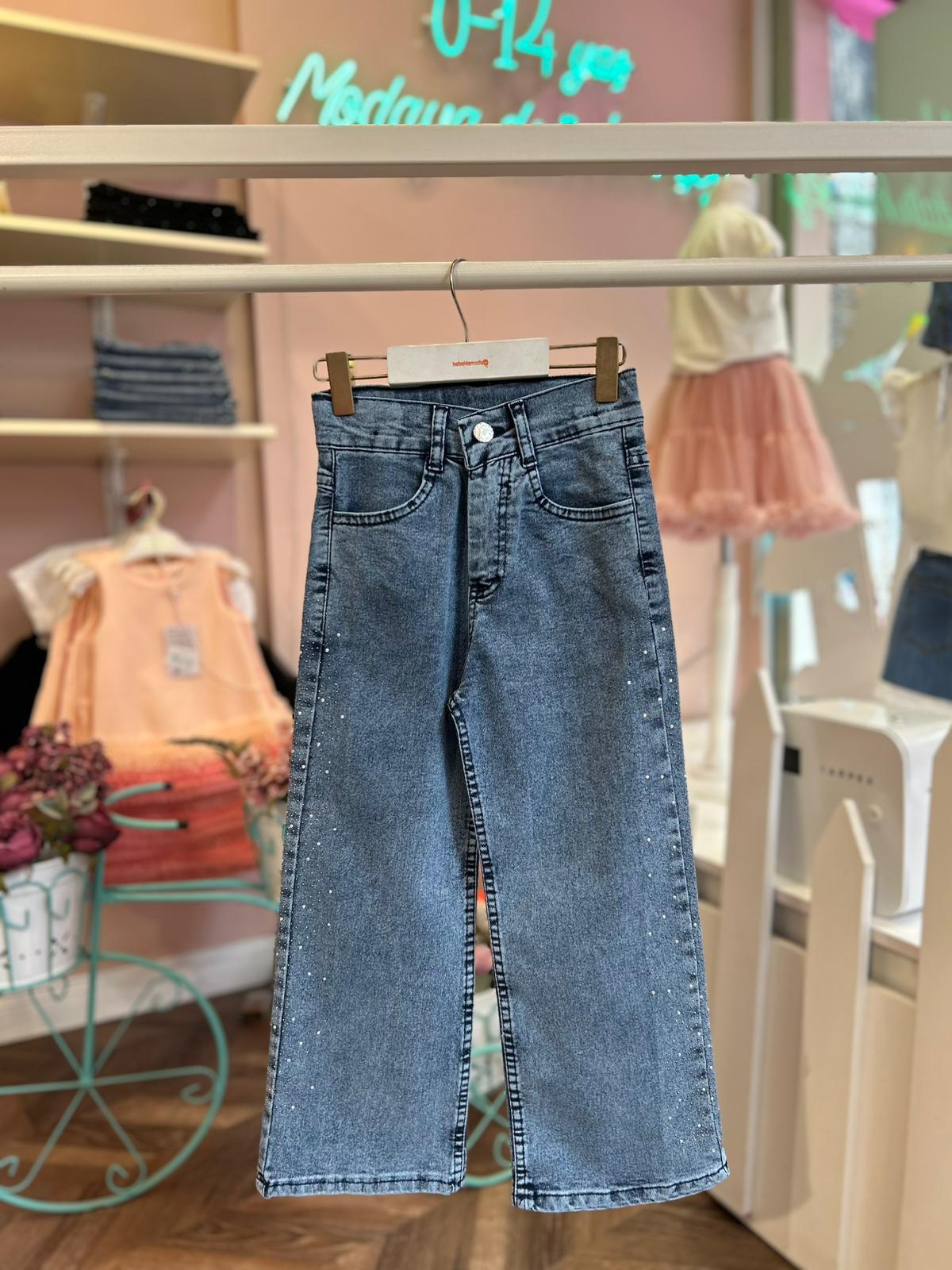 KENARLARI TAŞLI KOT PANTOLON Mavi
