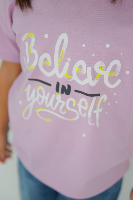 Lila Believe in Yourself Kısa Kollu Tişört