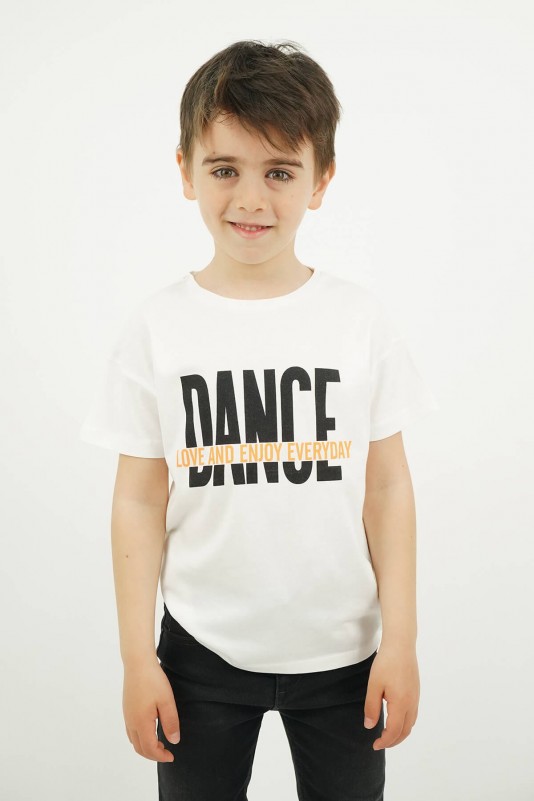 Beyaz Dance Sloganlı Tişört