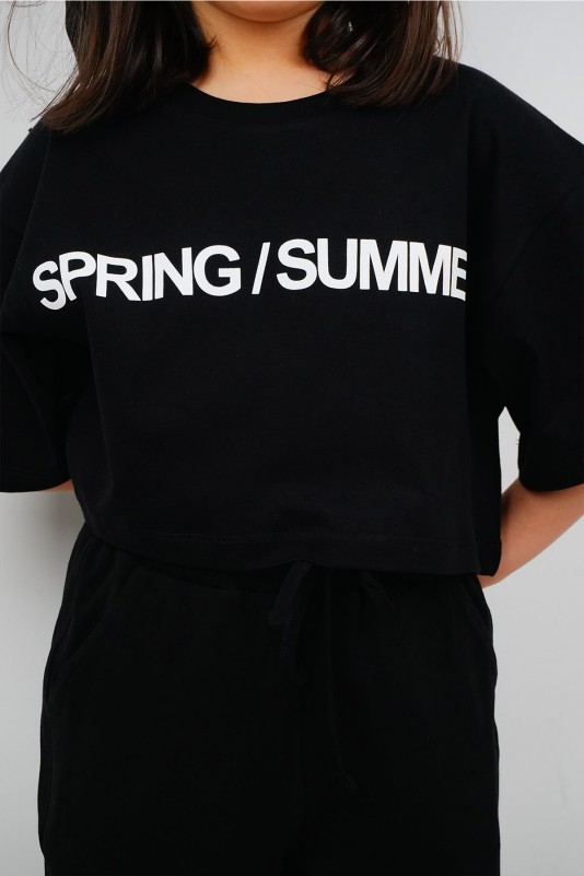 Siyah Spring/Summer Tişörtlü İkili Takım