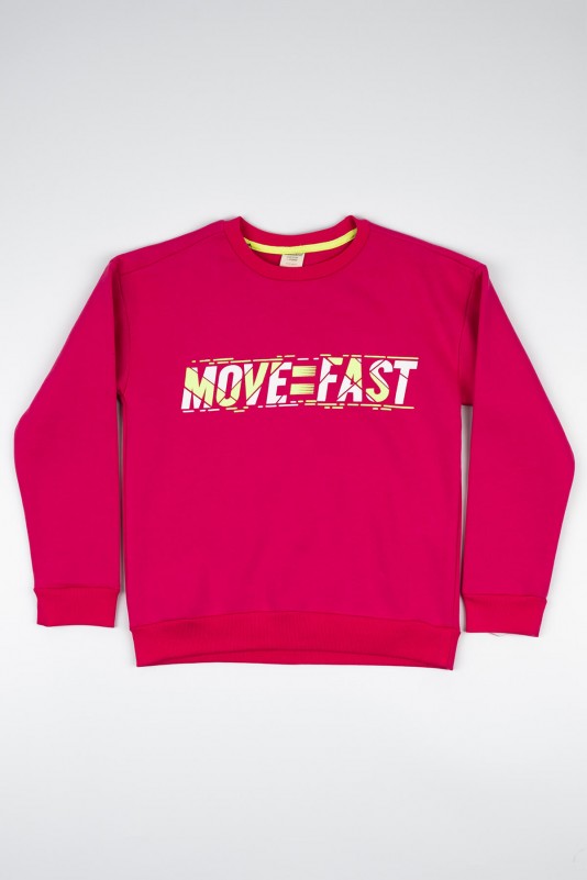 Move Fast Sloganlı Sweat Pembe