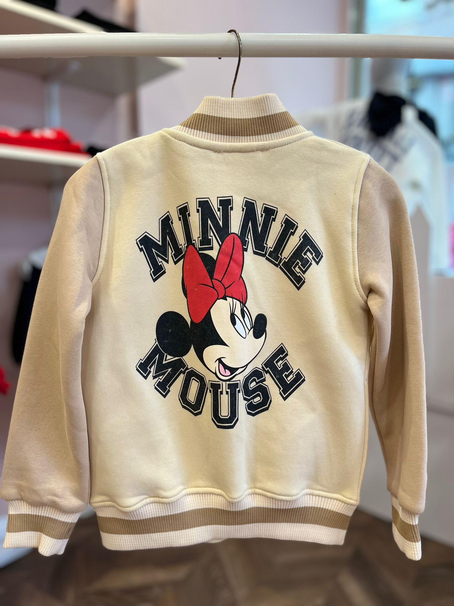 Minnie Mouse İşlemeli Kolej Ceket Kahverengi